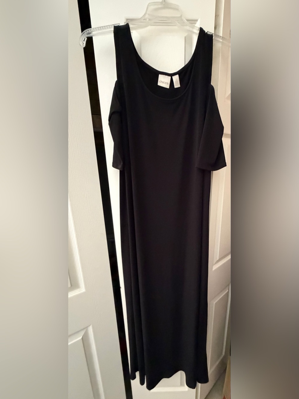 Chico's Black Maxi Dress with Cold Shoulder Sleeves